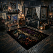 moonlit gothic owl faux velvet Halloween area rug, featured room view