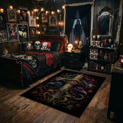 moonlit gothic owl faux velvet Halloween area rug, angled room view