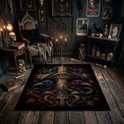 moonlit gothic owl faux velvet Halloween area rug, soft surface detail