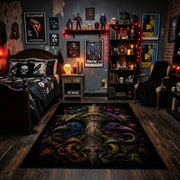 moonlit gothic owl faux velvet Halloween area rug, design detail view