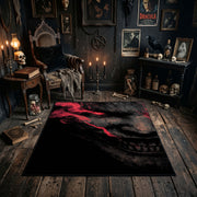 Shadow Face Area Rug styled in a candlelit gothic living room