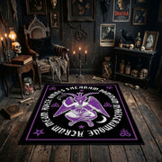 Purple Mystical Emblem Area Rug styled in a candlelit gothic living room