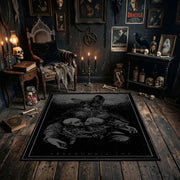 Ornate Shadow Creature Area Rug styled in a candlelit gothic living room
