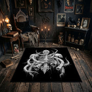 Intricate Skeletal Creature Area Rug styled in a candlelit gothic living room
