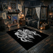 Intricate Skeletal Creature Area Rug displayed in a richly decorated room