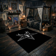 Horned Star Emblem Area Rug displayed in a richly decorated room