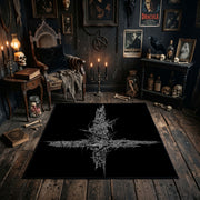 Distressed Star Symbol Area Rug styled in a candlelit gothic living room