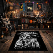 Spectral Reaper Area Rug front view in a warm candlelit room
