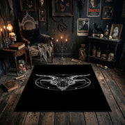 Minimal Horned Circle Area Rug styled in a candlelit gothic living room
