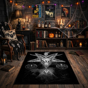Occult Star Collage Area Rug front view in a warm candlelit room