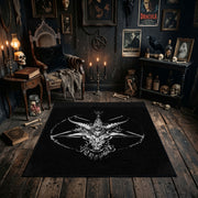 Horned Star Line Art Area Rug styled in a candlelit gothic living room