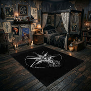 Horned Star Line Art Area Rug displayed in a richly decorated room