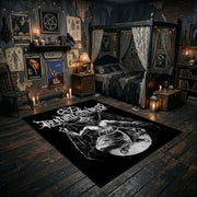 Winged Occult Creature Area Rug displayed in a richly decorated room