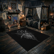 Mystic Witch Figure Area Rug displayed in a richly decorated room