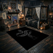 Ritual Dagger Area Rug displayed in a richly decorated room