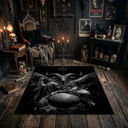 Winged Beetle Dark Nature Area Rug shown in a candlelit dark room