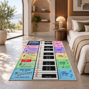 Piano music theory rug in a sunny room with an indoor plant and sofa