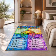 Spin and Multiply Math Rug shown in a bedroom by a garden window