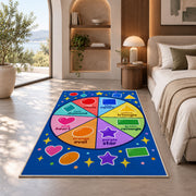 Shapes and Colors Wheel Rug shown in a bedroom by a garden window