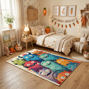 Colorful Cute Monster Area Rug — close-up texture view