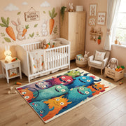 Colorful Cute Monster Area Rug — playroom styling view