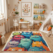 Colorful Cute Monster Area Rug — cozy interior view