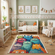 Colorful Cute Monster Area Rug — decorative room view