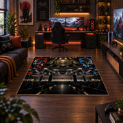 Championship Ring Arena Night Area Rug styled in a gaming room
