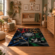 Four Panel Wrestling Arena Area Rug styled in a cozy nursery