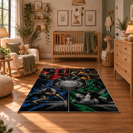 Four Panel Wrestling Arena Area Rug styled in a cozy nursery