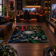 Four Panel Wrestling Arena Area Rug styled in a gaming room