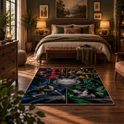 Four Panel Wrestling Arena Area Rug styled in a bedroom corner
