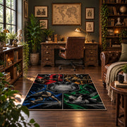 Four Panel Wrestling Arena Area Rug styled in a home office