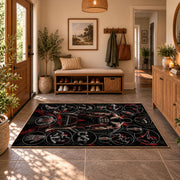 Shadow Fighter Crest Area Rug styled in a welcoming entryway