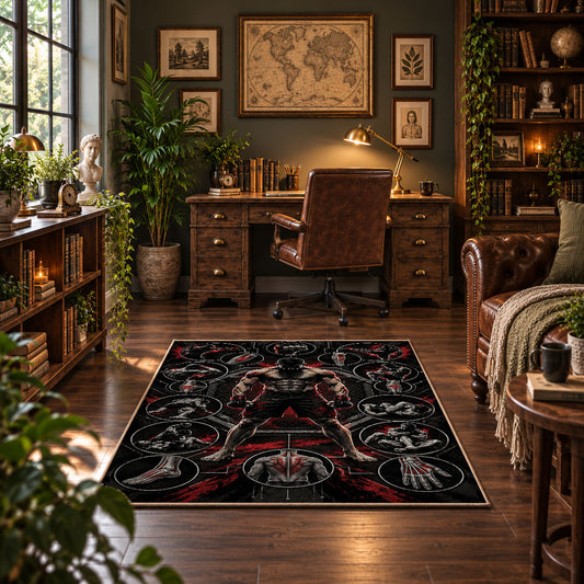 Shadow Fighter Crest Area Rug styled in a home office