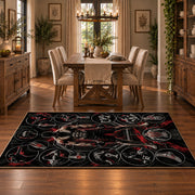 Shadow Fighter Crest Area Rug styled in a dining room