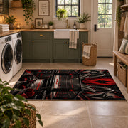 Championship Belt and Ring Area Rug styled in a modern laundry room