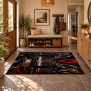 Championship Belt and Ring Area Rug styled in a welcoming entryway