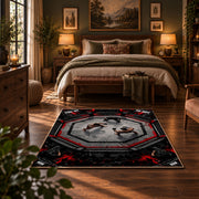 Gothic Octagon Portrait Area Rug styled in a bedroom corner