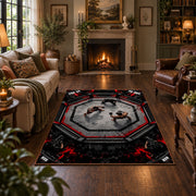 Gothic Octagon Portrait Area Rug styled in a living room