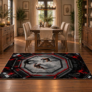 Gothic Octagon Portrait Area Rug styled in a dining room