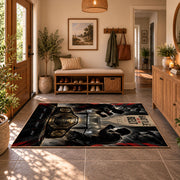 Battle Cry Wrestling Portrait Area Rug styled in a welcoming entryway