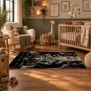 Battle Cry Wrestling Portrait Area Rug styled in a nursery room