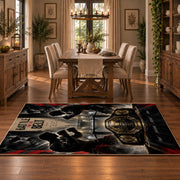 Battle Cry Wrestling Portrait Area Rug styled in a dining room