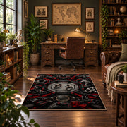Gothic Championship Collage Area Rug styled in a home office