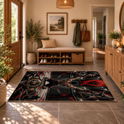 Arena Trophy Emblem Area Rug styled in a welcoming entryway