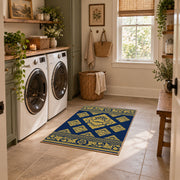 Traditional mosaic inspired rug room mockup