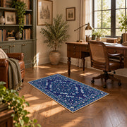 blue blue floral medallion area rug, complete product view