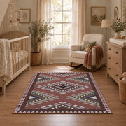 rust brown southwestern tribal diamond pattern area rug, full pattern view