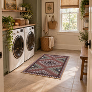 rust brown southwestern tribal diamond pattern area rug, ornamental detail view